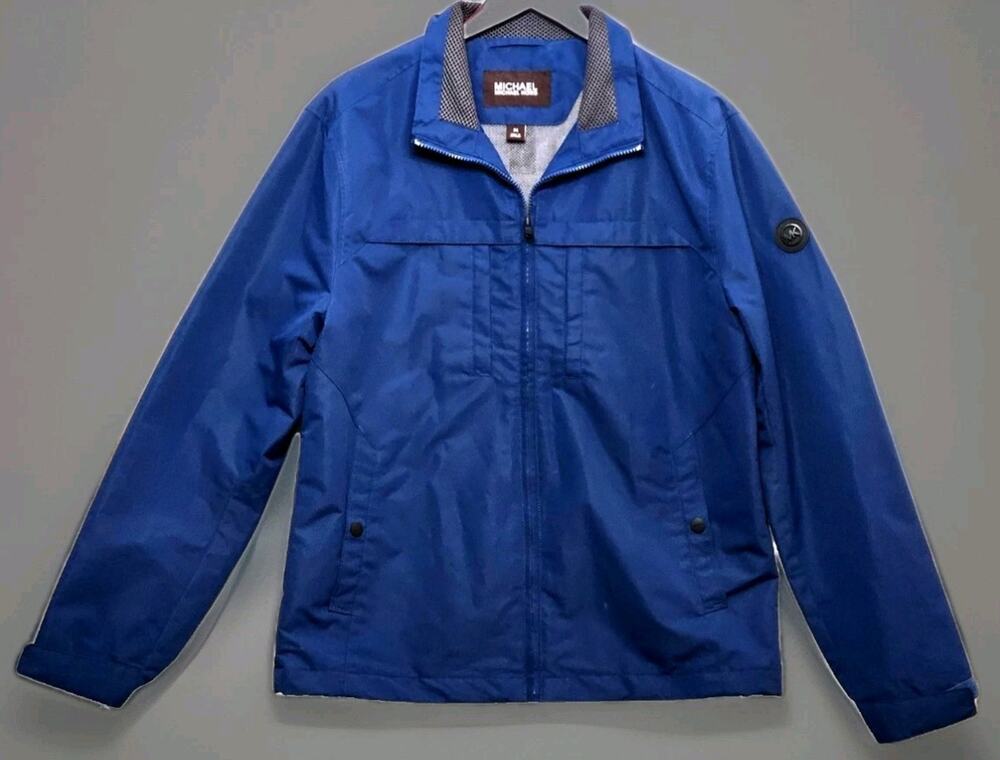 Michael Kors MK Quick Dry Jacket Men's Medium Windbreaker Blue Full Zip Coat